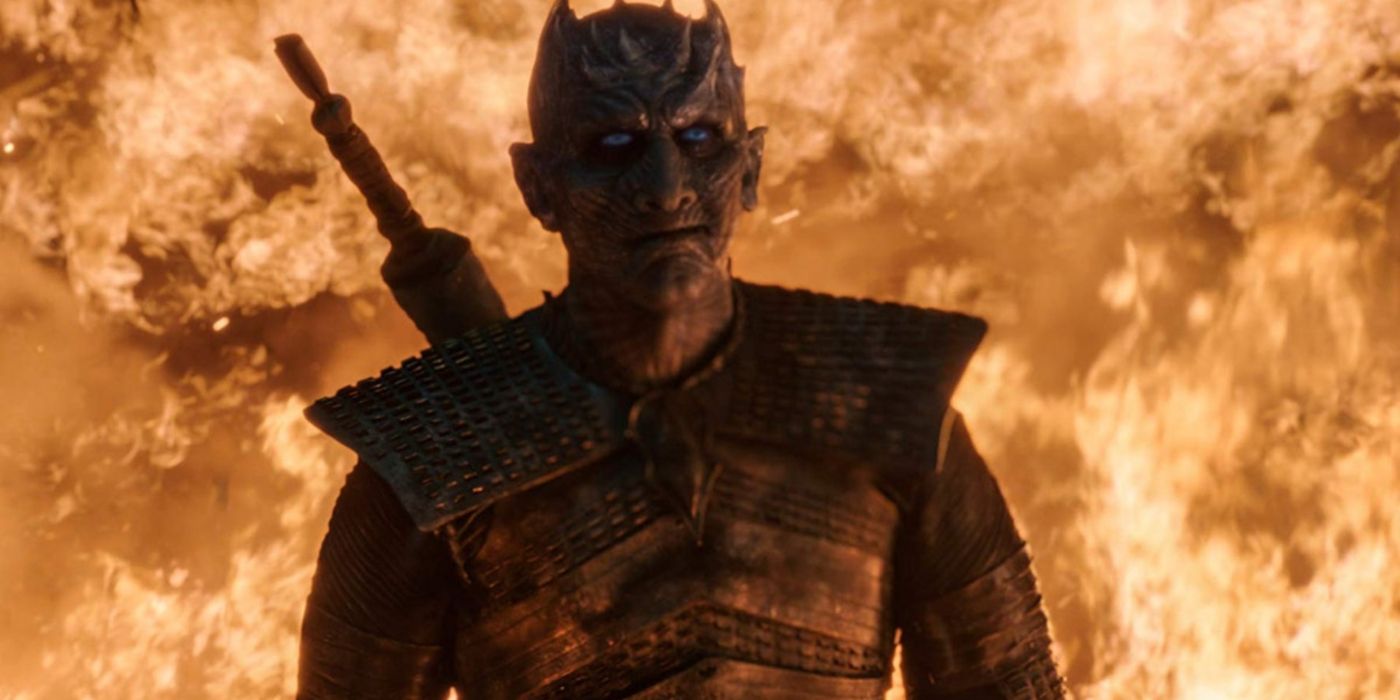The Night King emerging unscathed from dragon fire in Game of Thrones.