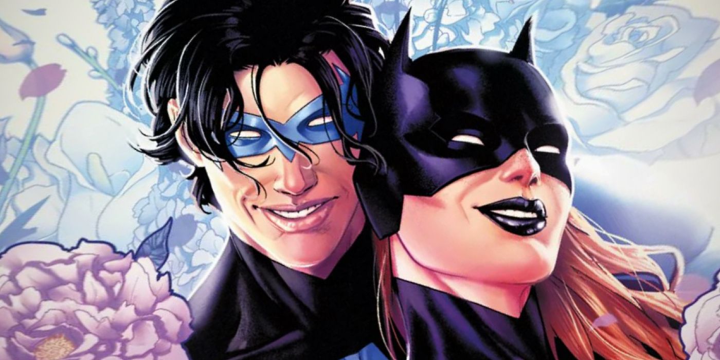 Nightwing and Batgirl Romantic Comic Art