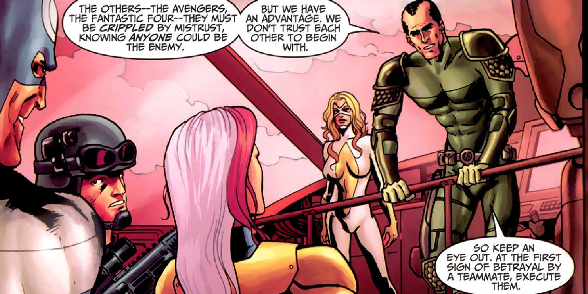 Norman Osborn rallies the Thunderbolts in Marvel Comics.