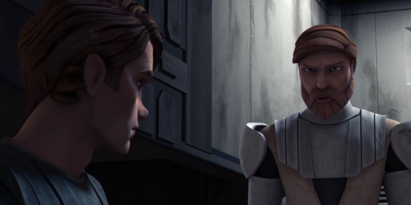 Obi-Wan speaks with Anakin in The Clone Wars