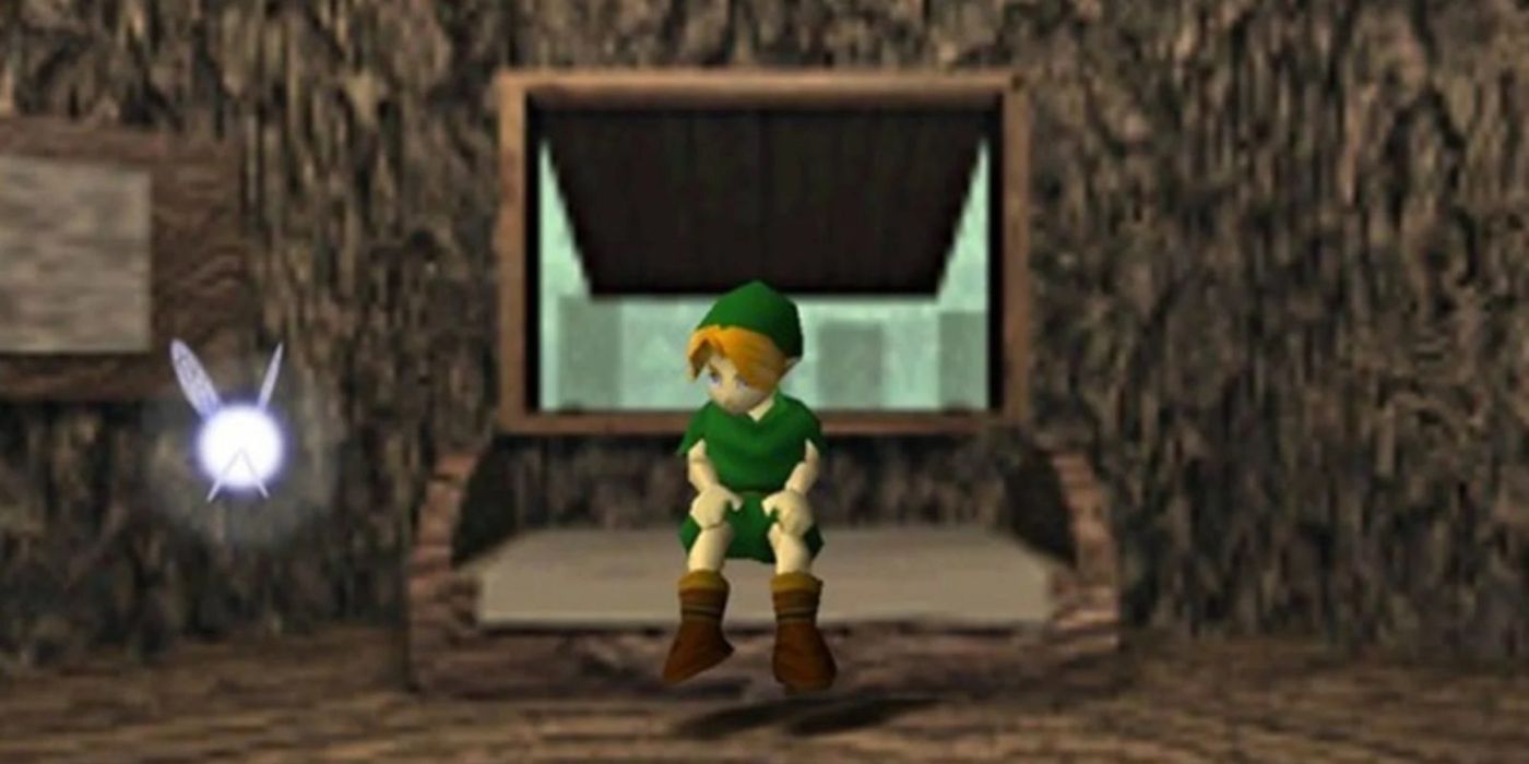 Navi with Link sitting in his bed in Ocarina of Time.