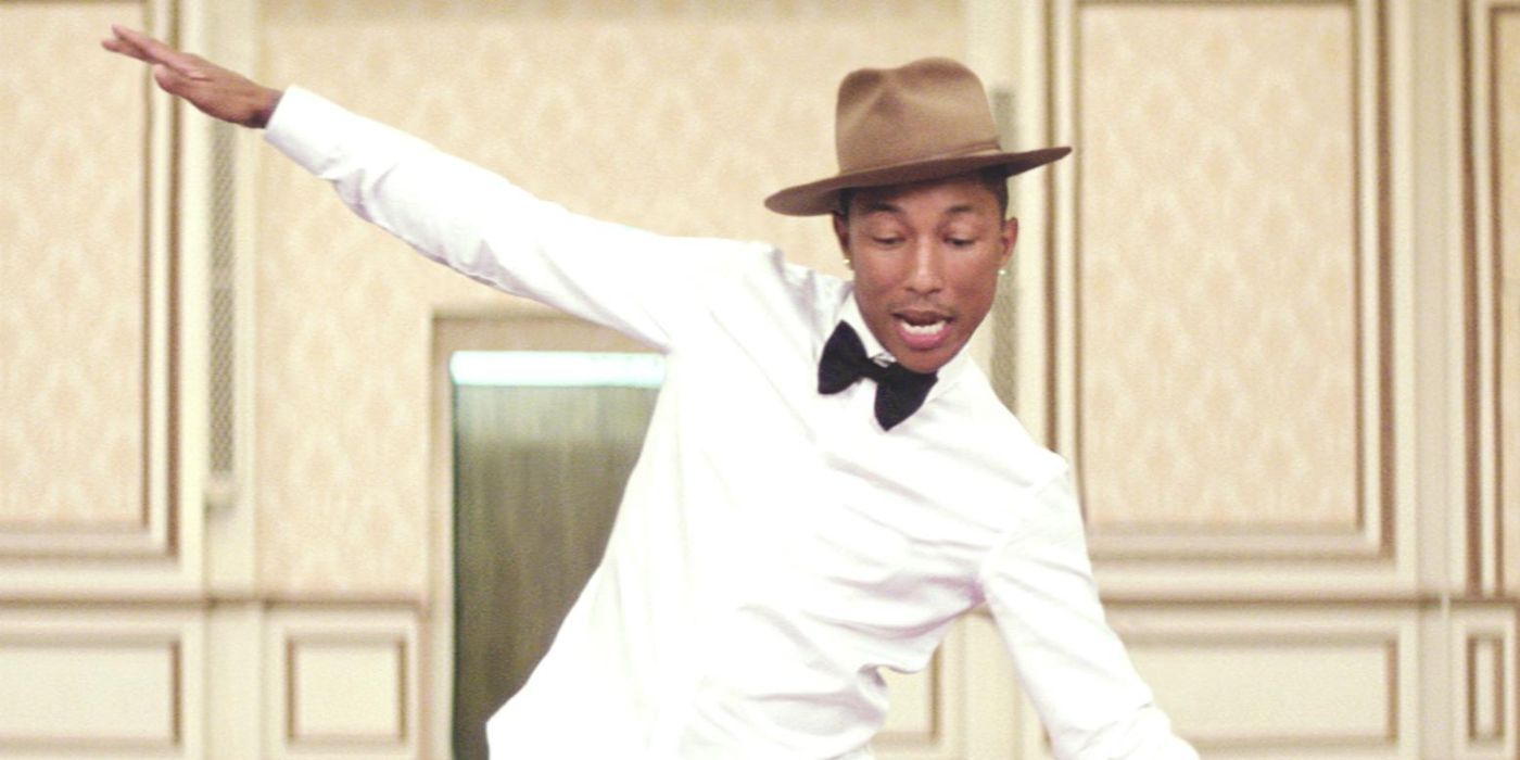 Pharrell Williams dancing in the video for Happy