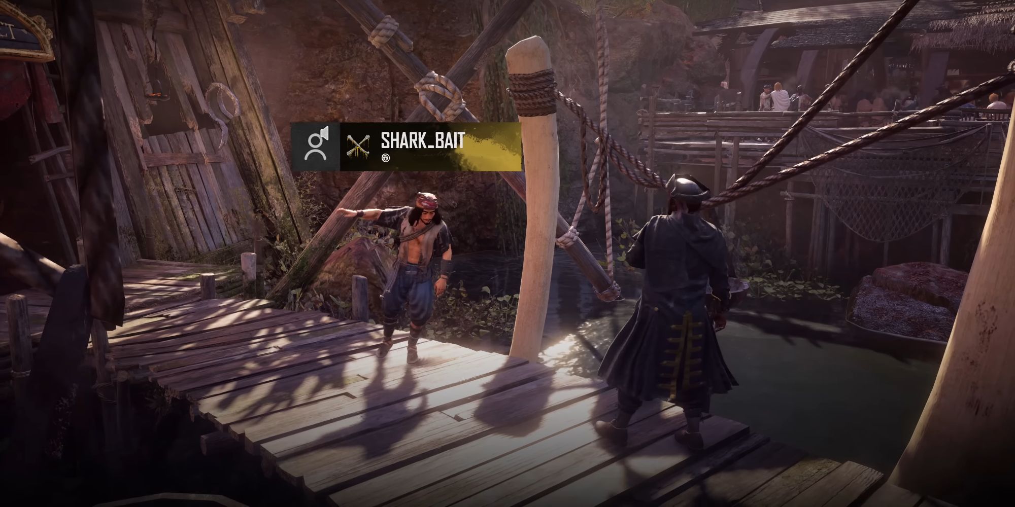 Players interacting at a pirate den in Skull &amp; Bones