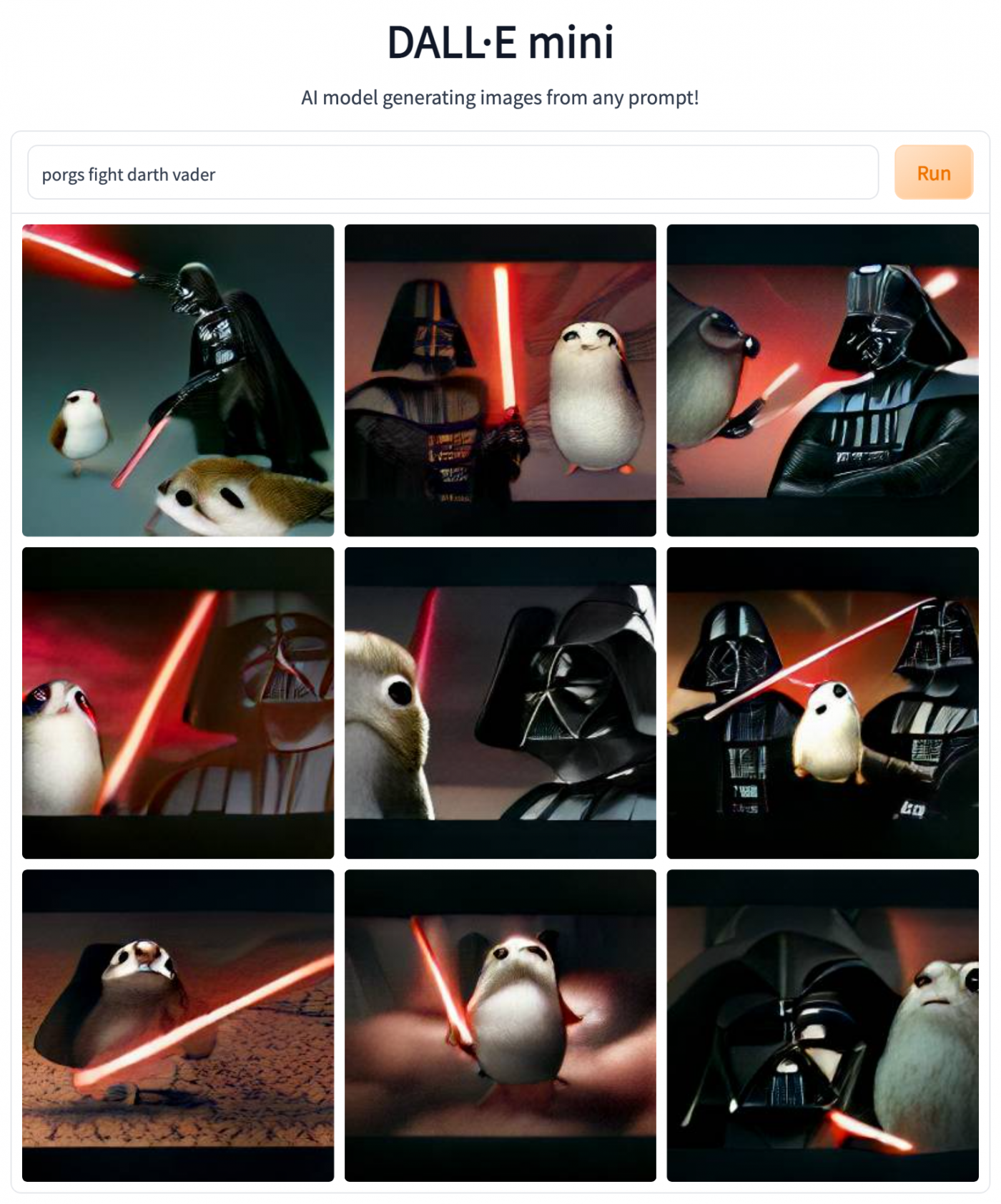 Porgs Wield Lightsabers &amp; Fight Darth Vader In Hysterical AI Art