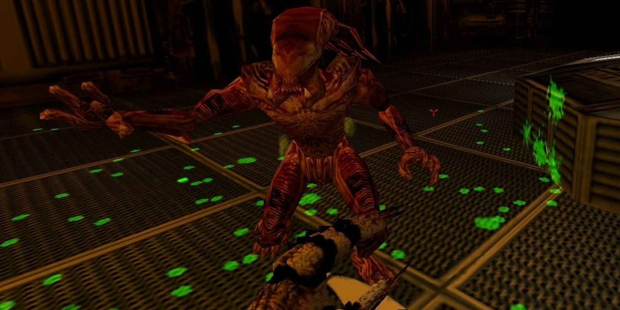Predalien boss fight as a Yautja in Aliens Vs. Predator 1999
