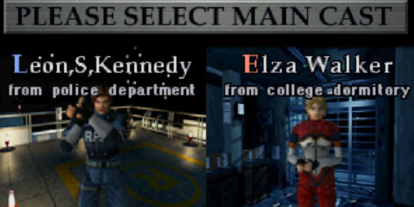 The character select screen in &quot;Resident Evil 1.5&quot; starring Leon and Elza.