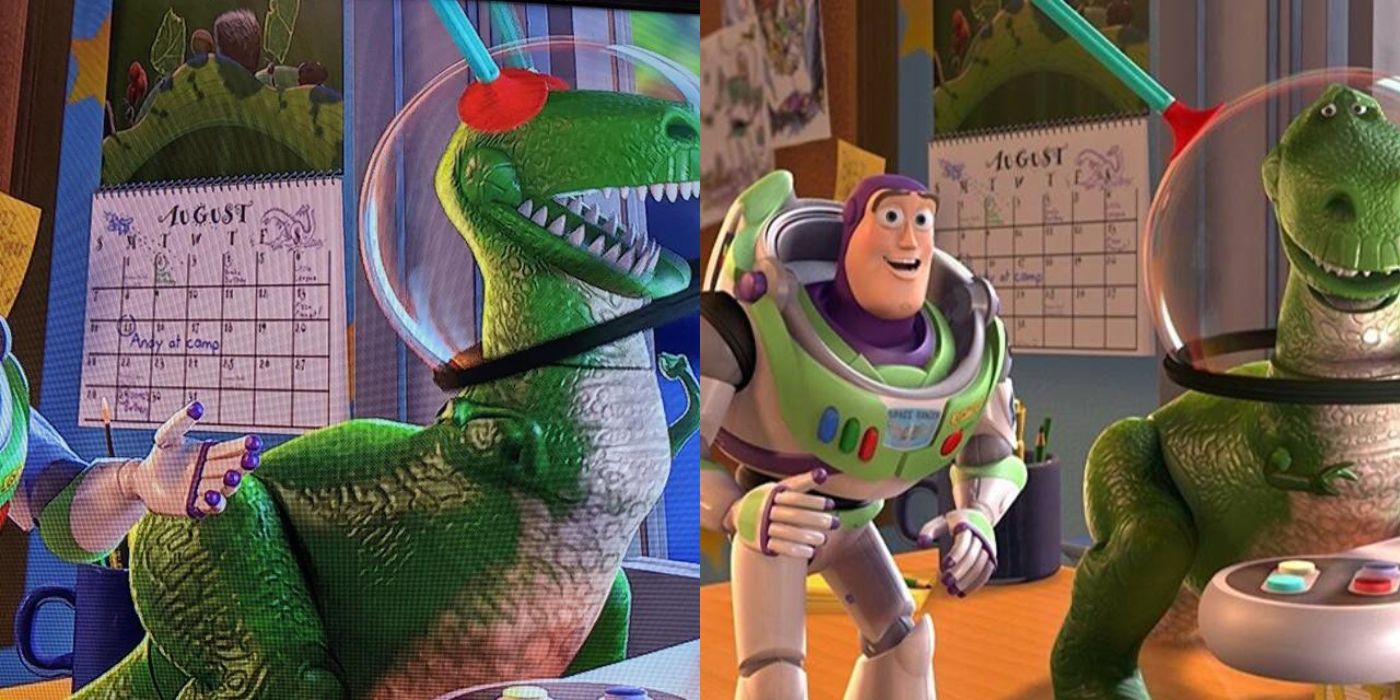 Rex and Buzz playing a game in Toy Story 2