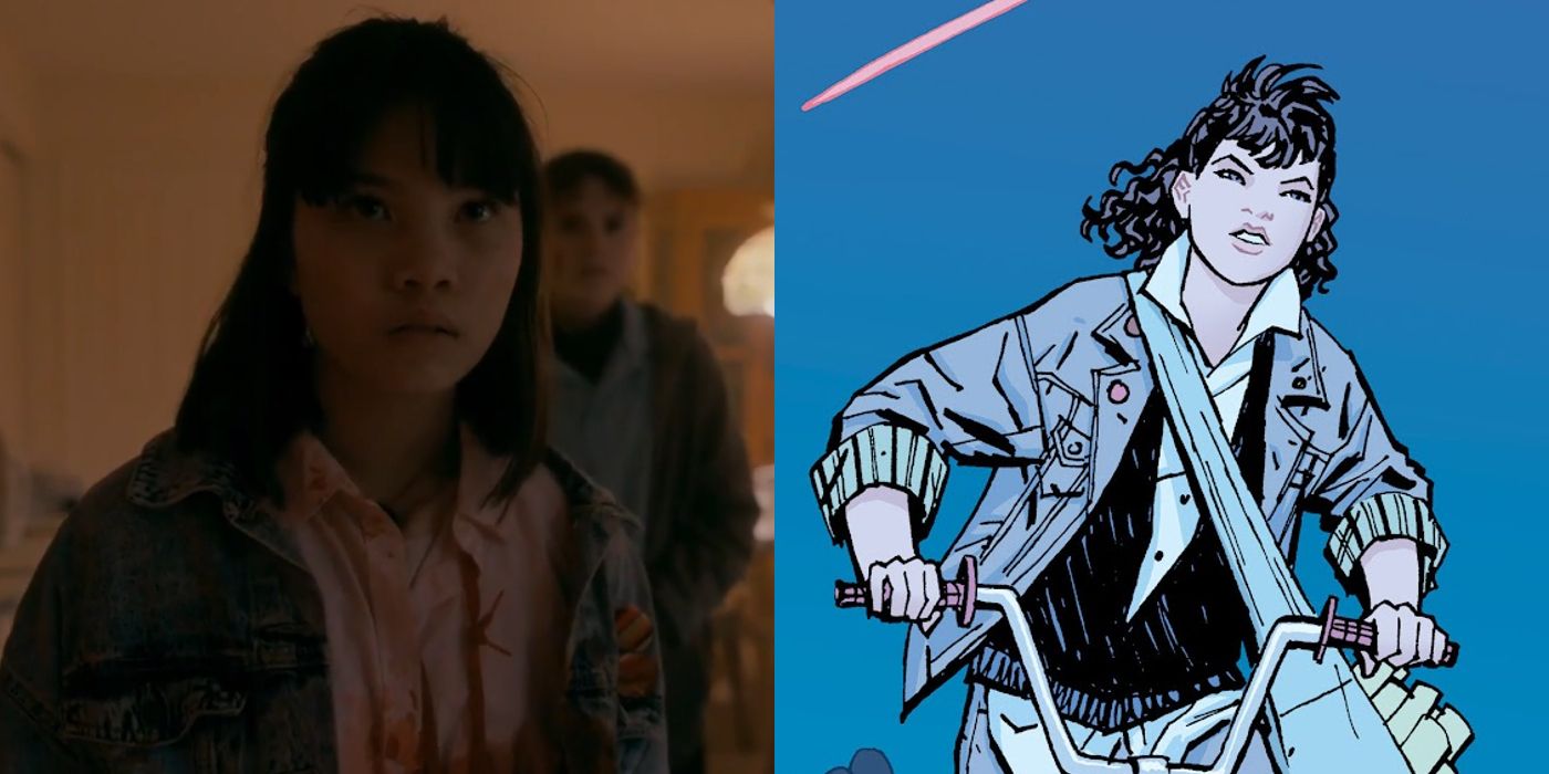 Riley Lai Nelet from Paper Girls next to image of Erin