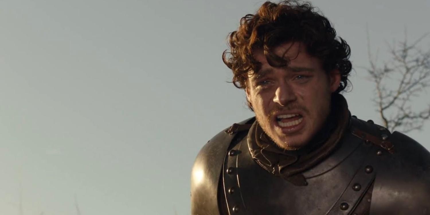 Robb in armor crying