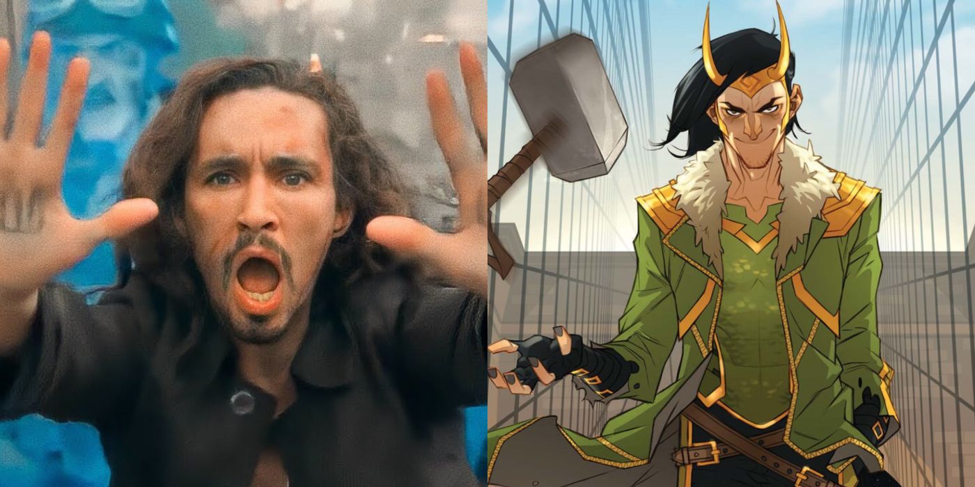 Split image showing Klaus in The Umbrella Academy and Loki in Marvel comics.