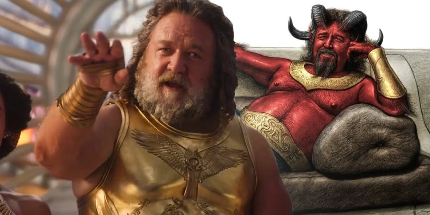 Russell Crowe as Zeus and Satan in Thor Love and Thunder
