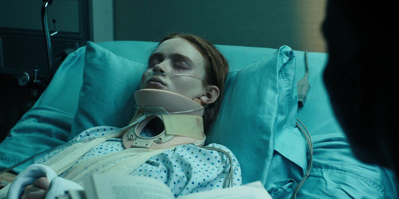 Sadie Sink as Max in a hospital bed in Stranger Things Season 4