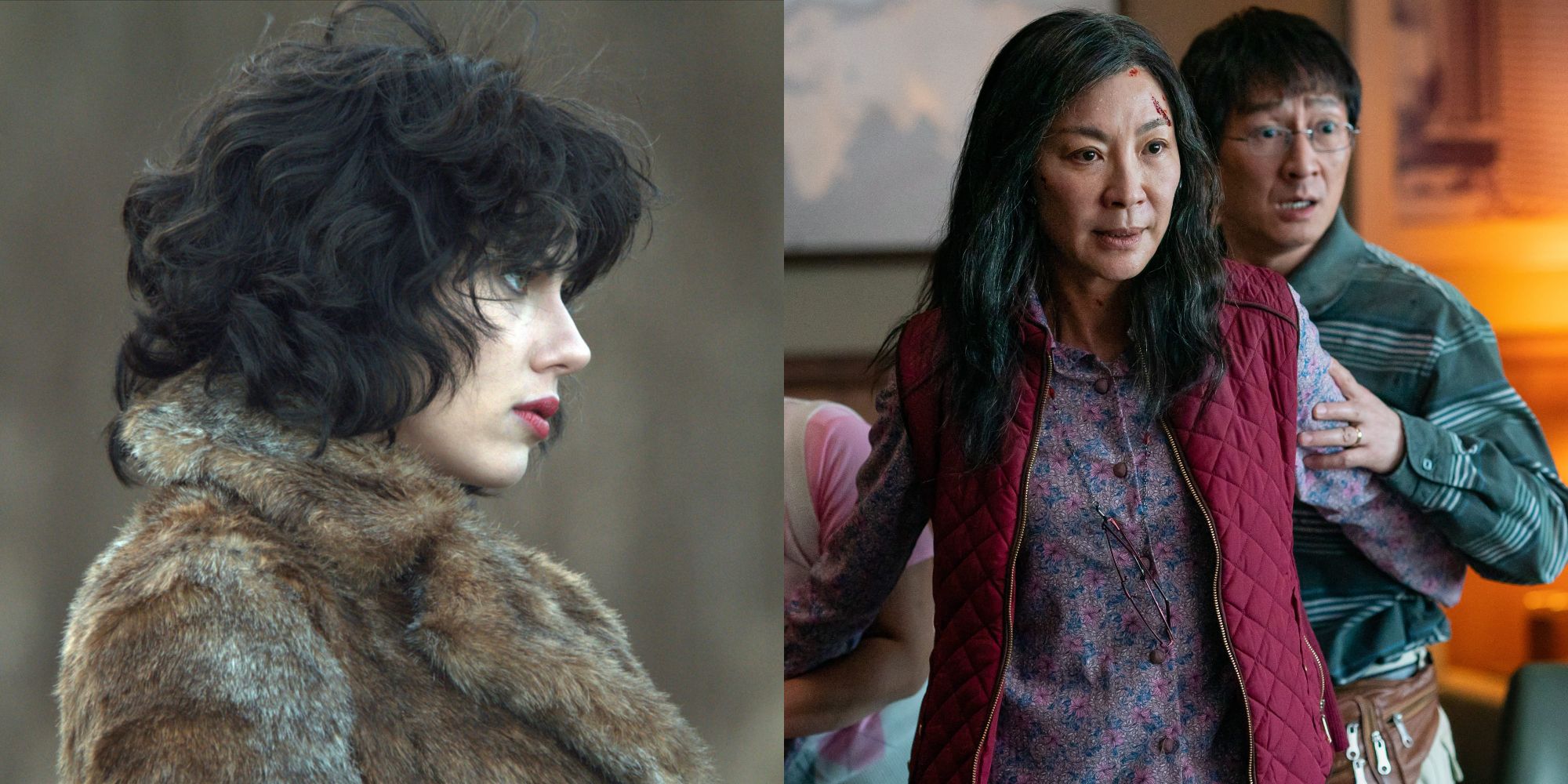 Split image showing Laura in Under the Skin and Evelyn in Everything Everywhere All at Once.