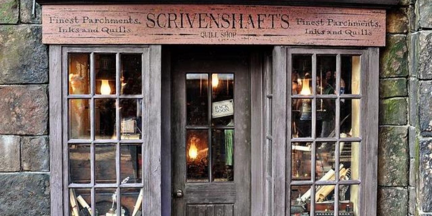 The outside of Scrivenshaft&rsquo;s Quills Shop from Harry Potter.