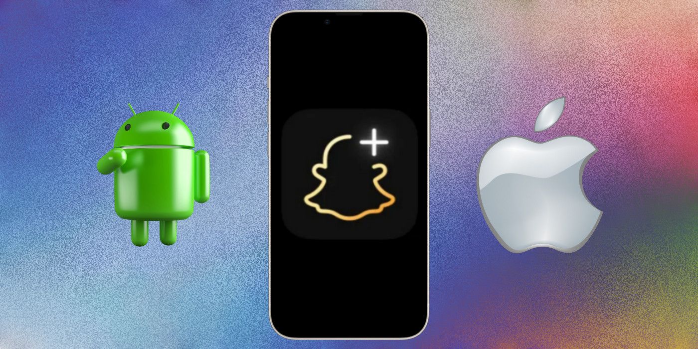 Snapchat+ logo on phone with Android and Apple