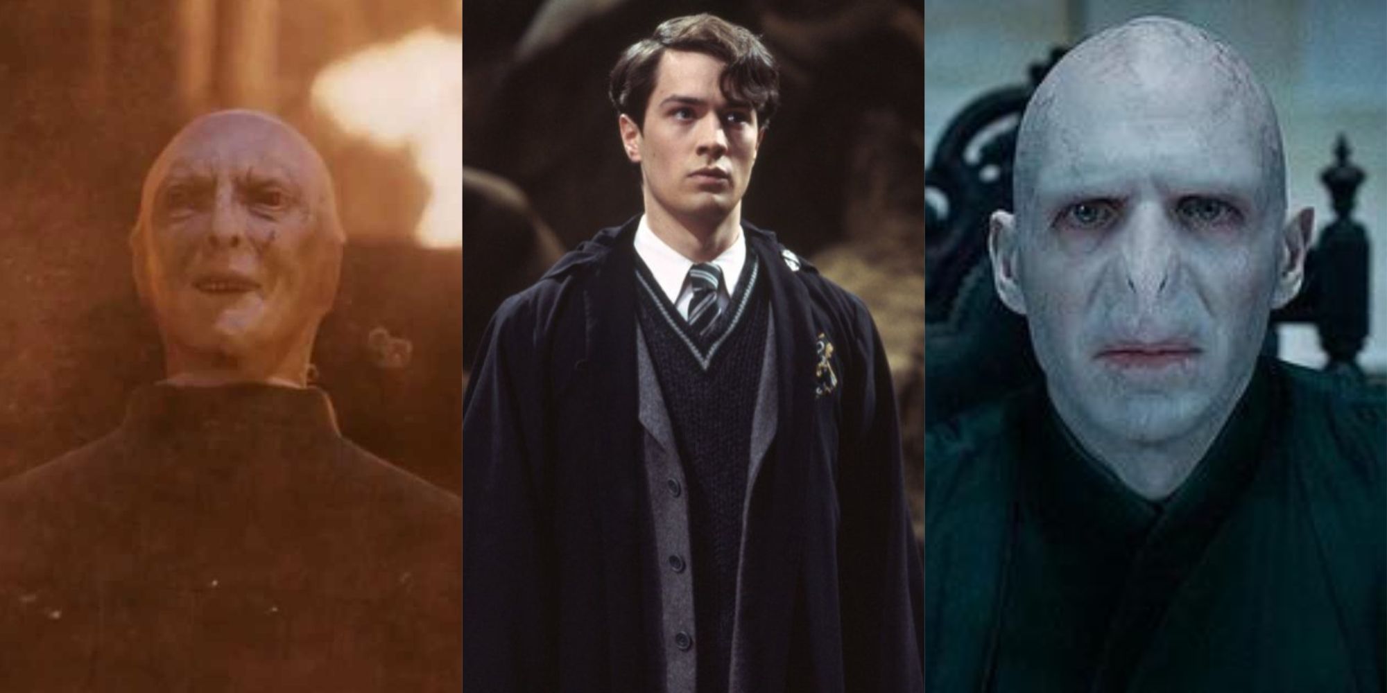Split Image of Voldemort in Philosopher's Stone, Chamber of Secrets, and Deathly Hallows