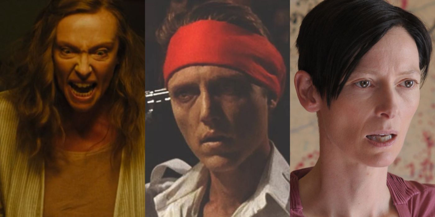 Split image of Annie in Hereditary, Nick in The Deer Hunter, and Eva in We Need To Talk About Kevin