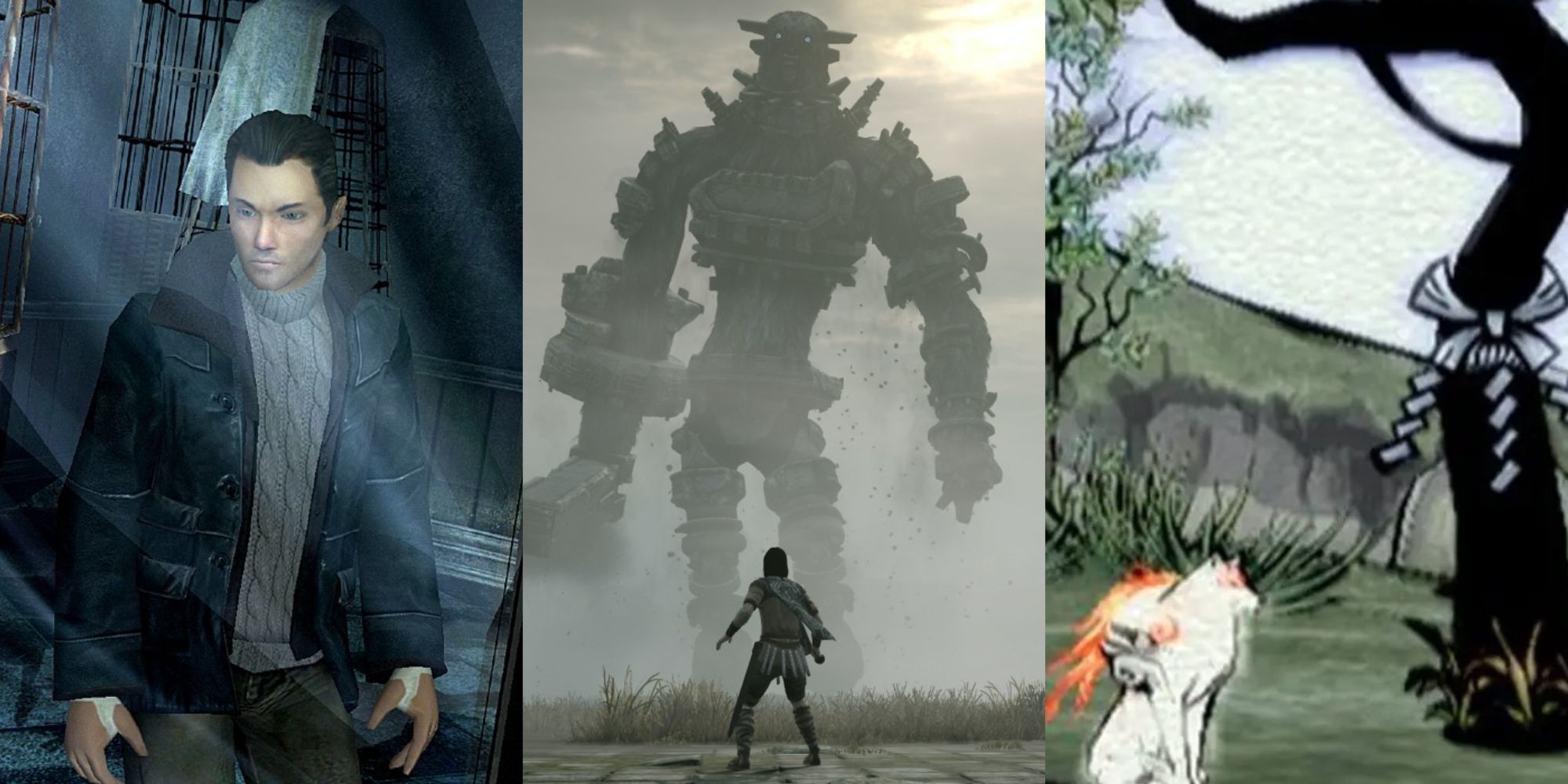 Split image of Farenheight, Shadow of the Colossus and Okami PS2 feature