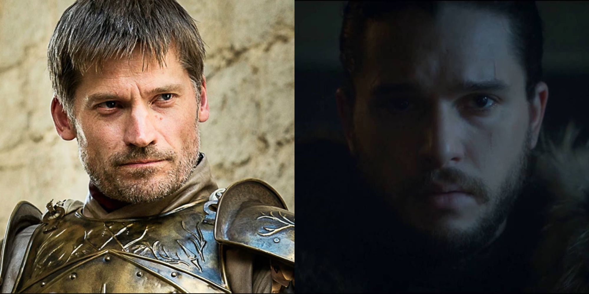 Split image of Jaime Lannister and Jon Snow in Game Of Thrones
