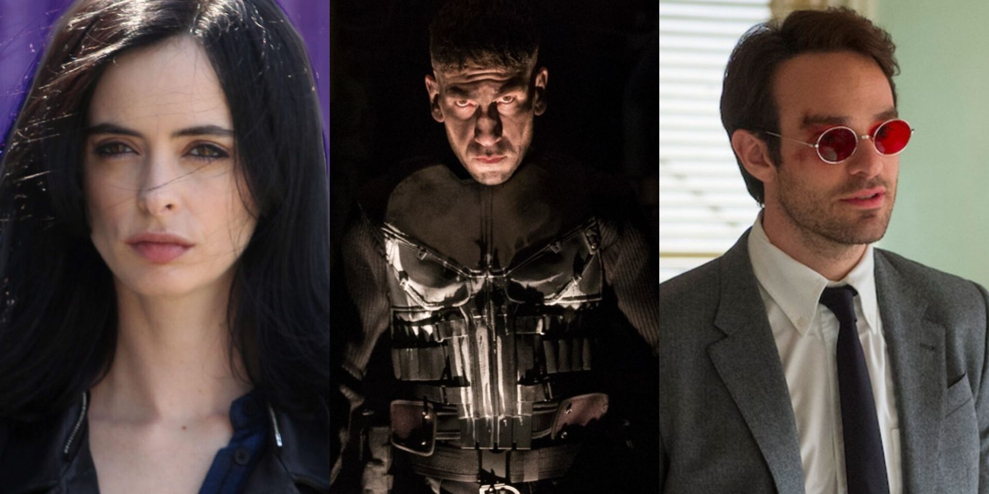 Split image of Jessica Jones, Punisher and Matt Murdock Defenders feature