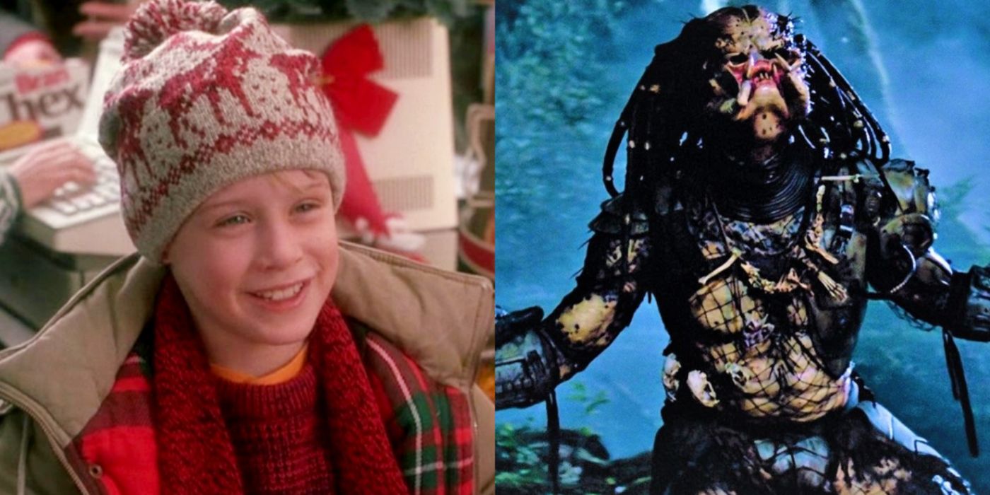 Split image of Kevin in Home Alone and the Predator