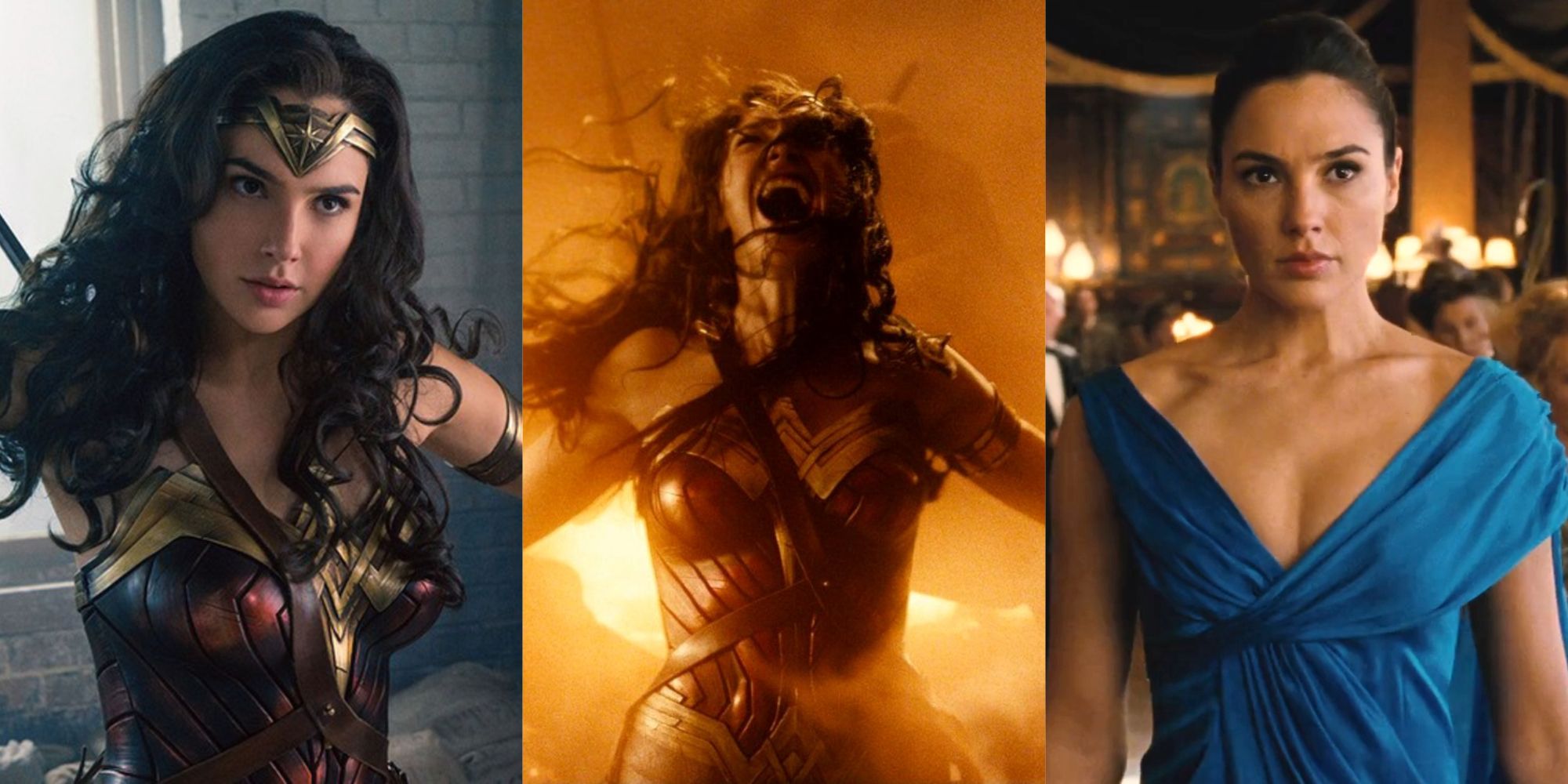 Split image of scenes from Wonder Woman