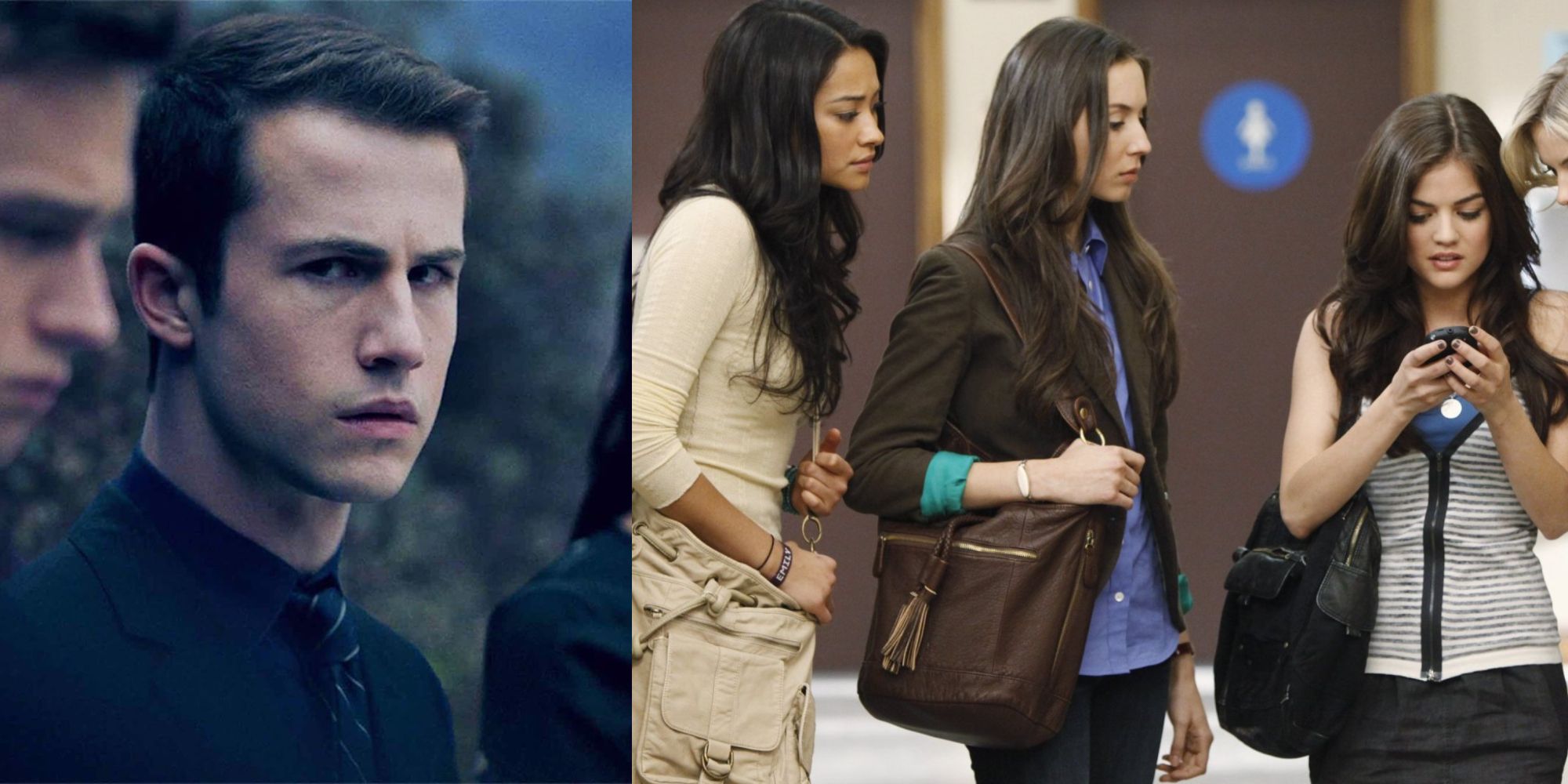 Split images of 13 Reasons Why and Pretty Little Liars