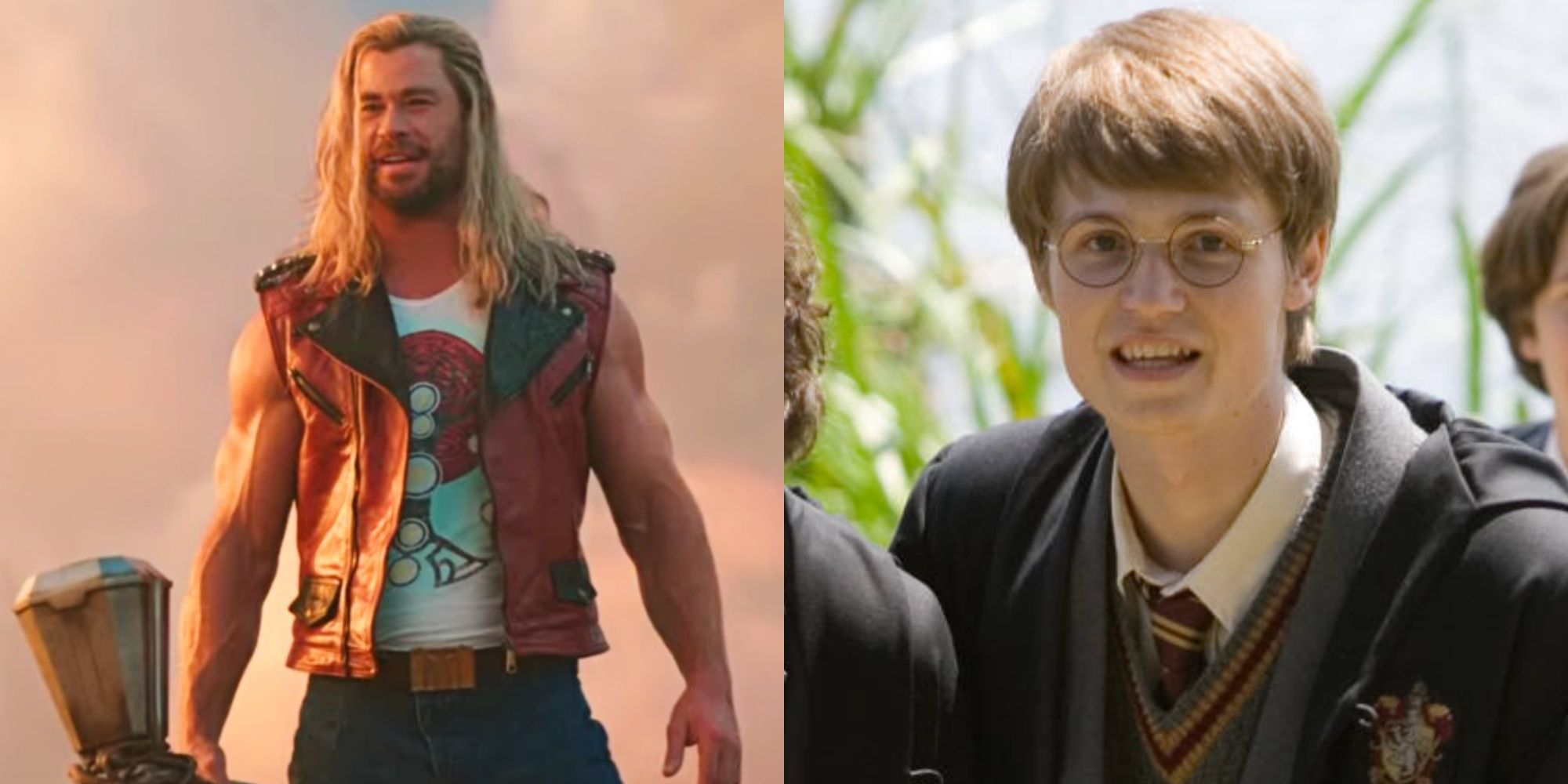 Split images of Thor in Love and Thunder and James Potter in Harry Potter