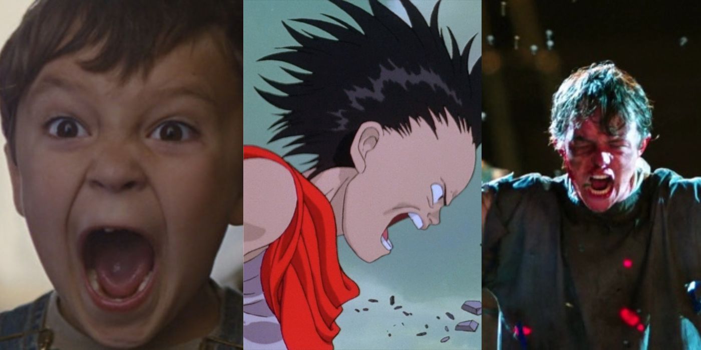 Split images of boys screaming in scenes from Looper, Akira, and Chronicle