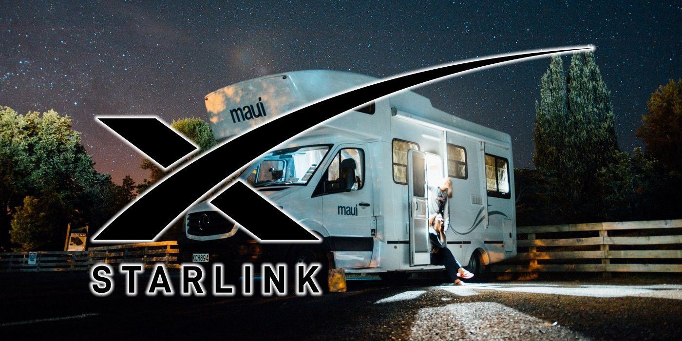 Starlink logo over RV background