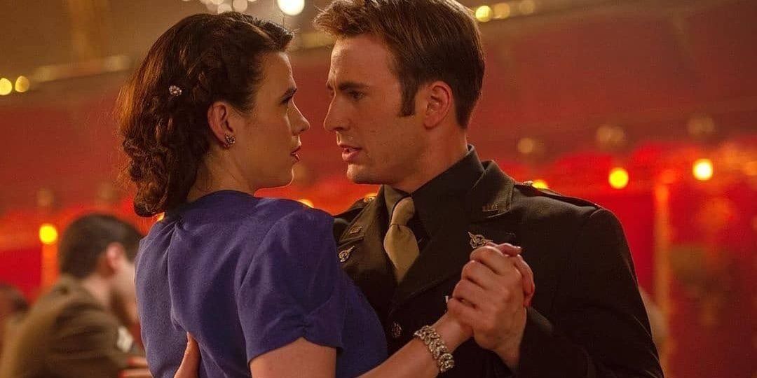 Steve Rogers and Peggy Carter dancing in Avengers Age of Ultron 