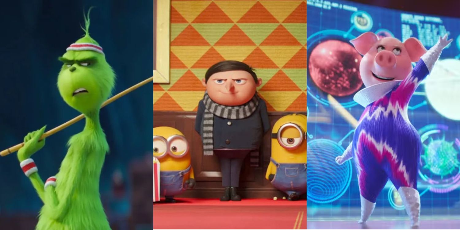 Stills from The Grinch, Sing 2 and Minions The Rise of Gru