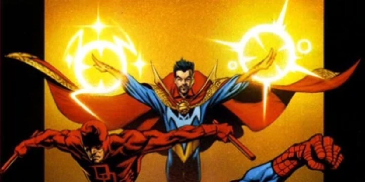 Doctor Strange springs into action alongside Daredevil in marvel comics 