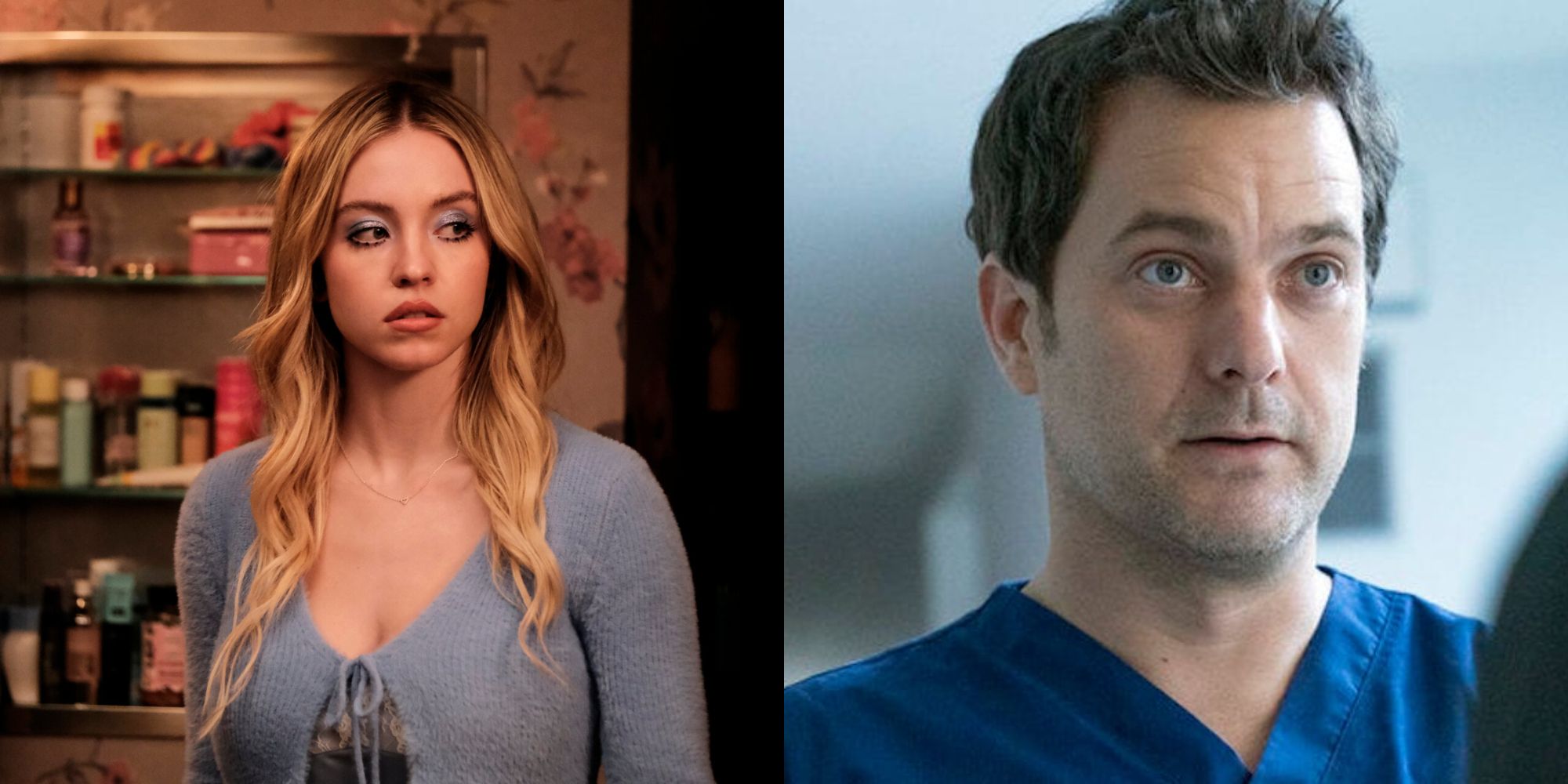 Split image showing Cassie in Euphoria and Christopher in Dr. Death.