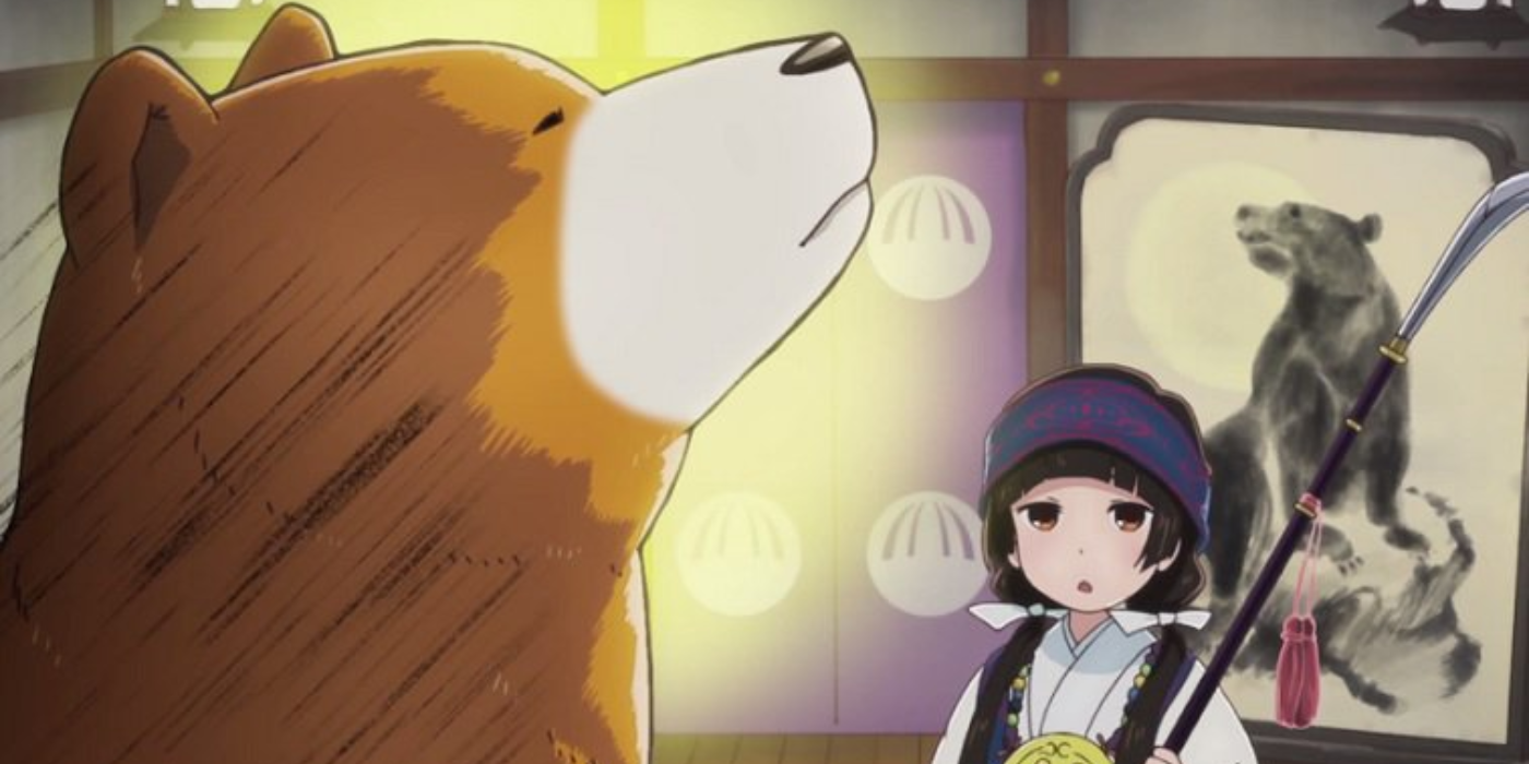 A little girl and bear staring in Kuma Miko