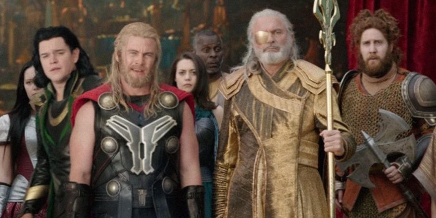 The Asgardian Players standing together in Ragnarok