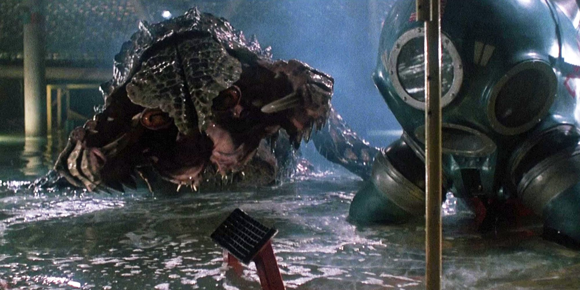 The Depladon rising out of the water in DeepStar Six