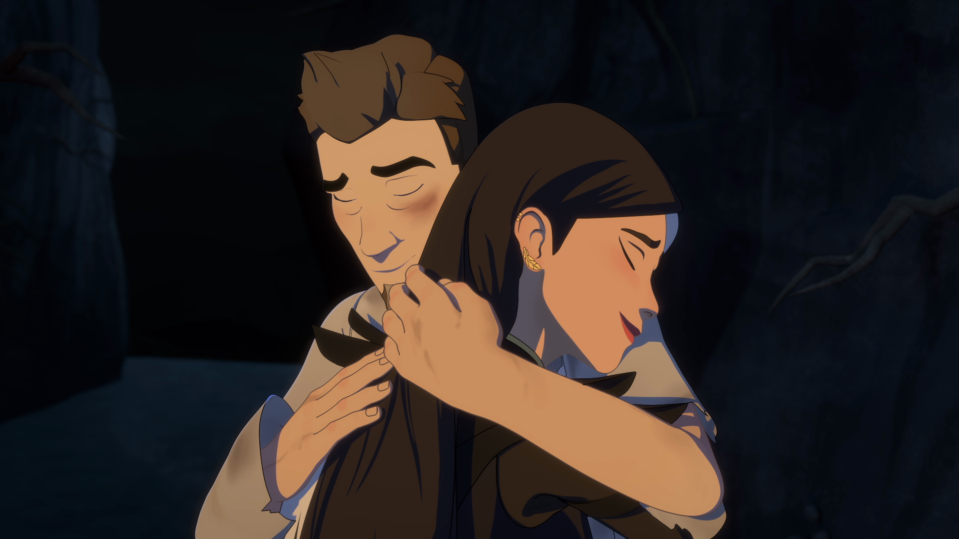 The Dragon Prince characters hugging