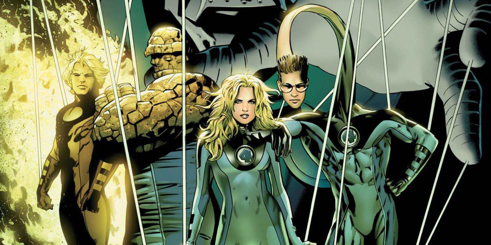 The Fantastic Four posed together in cover artwork for Ultimate Fantastic Four