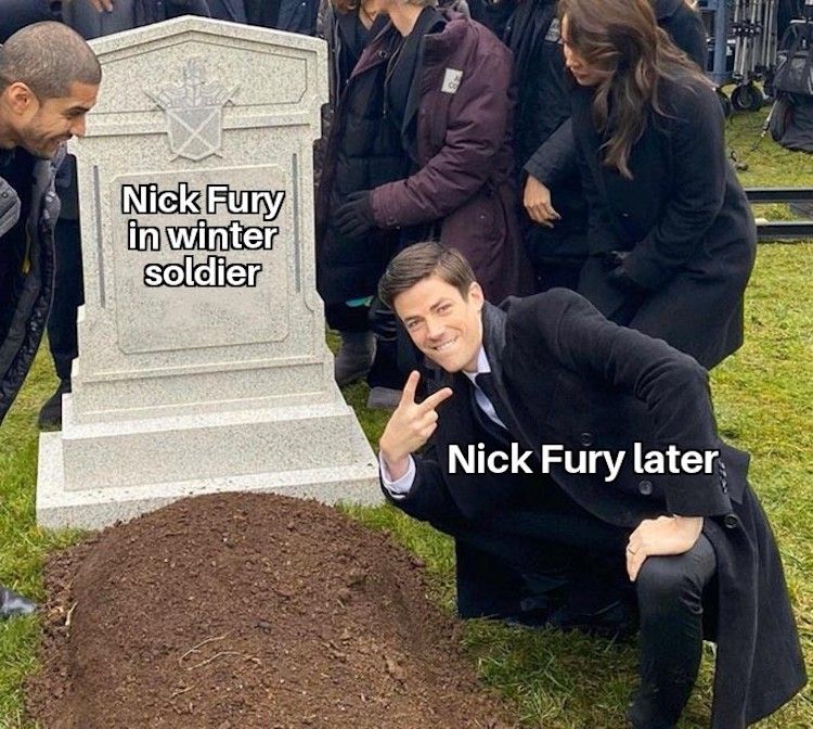 The Flash Graveyard meme where everything is NIck Fury