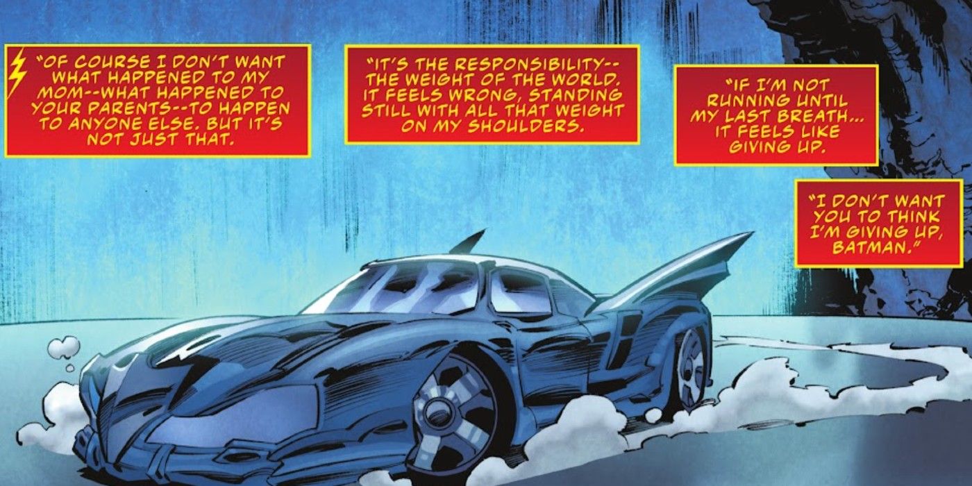 The Flash in Batman's Batcave in Batman Urban Legends #17.