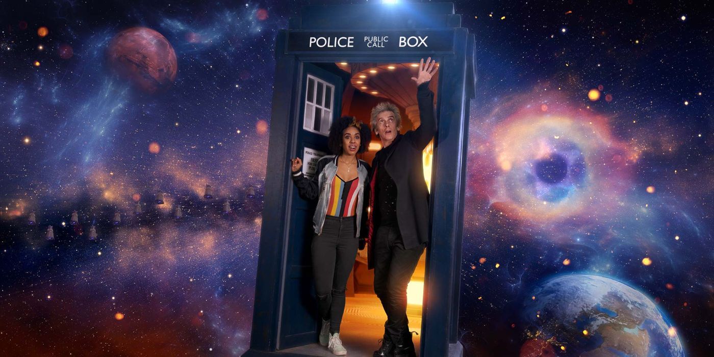 The Doctor and Bill stare out into space on the TARDIS.
