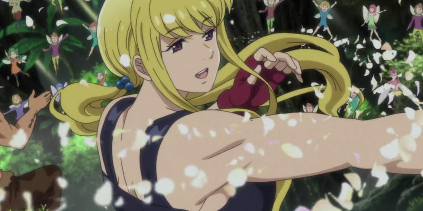 Image of The Seven Deadly Sins character Matrona Fang of the Great Earth dancing at Diane's wedding.