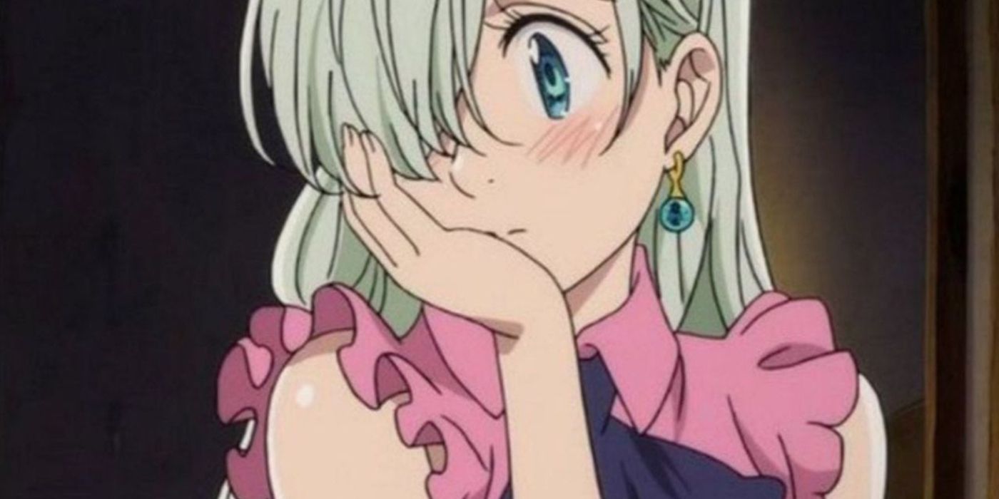Image of The Seven Deadly Sins Third Princess of Liones, Elizabeth Liones cutely holding her head in her hand.