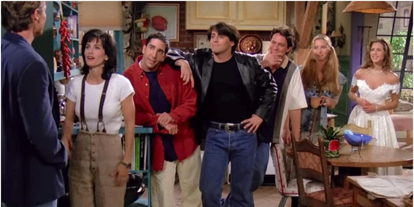The cast of Friends in the pilot episode
