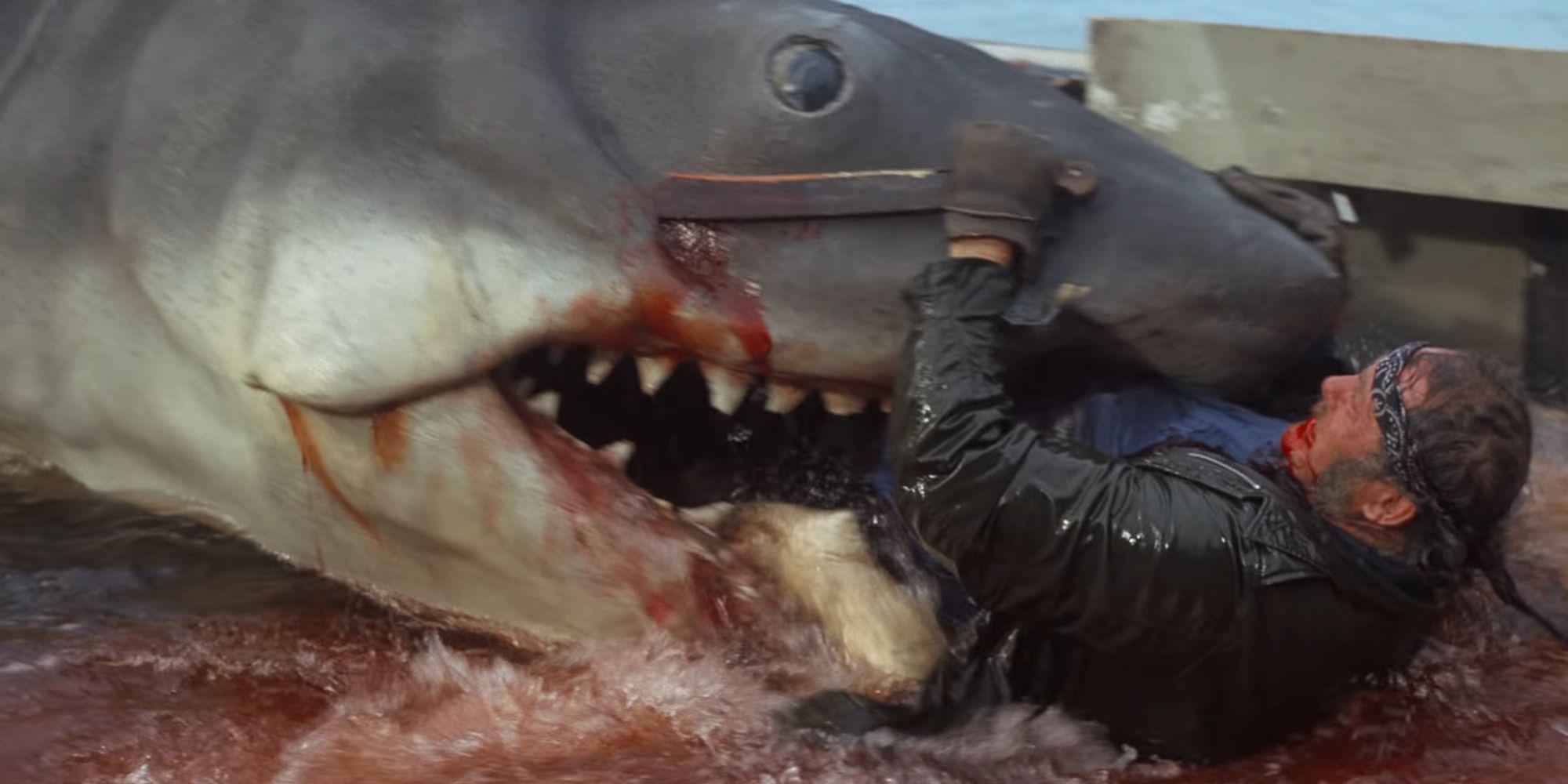 The shark devouring Quint on the Orca in Jaws