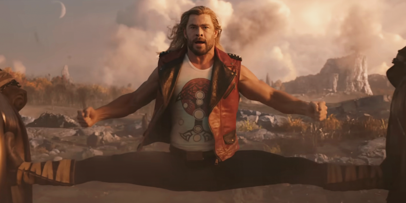 Chris Hemsworth on the battlefield in Thor: Love & Thunder