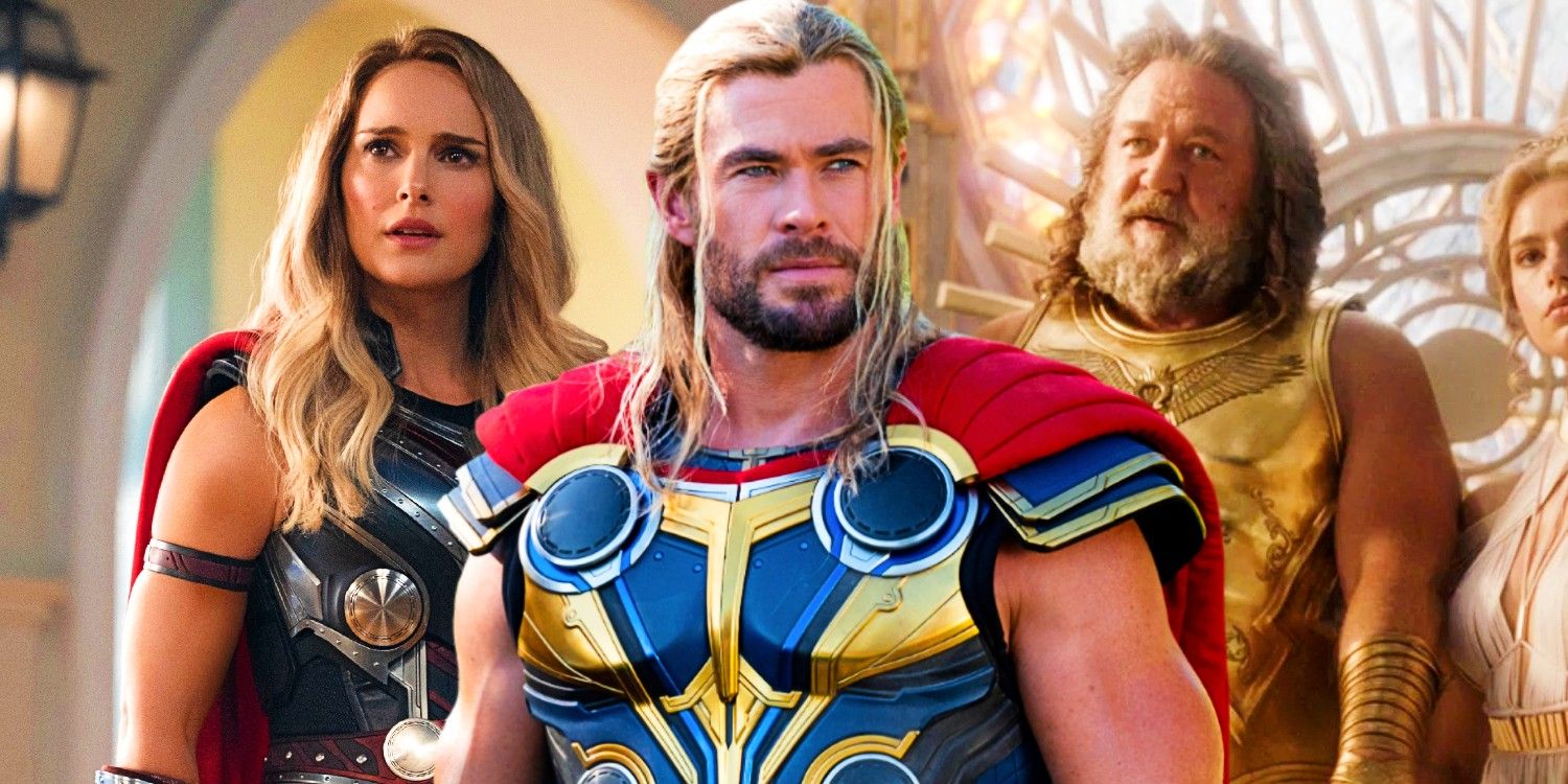 Chris Hemsworth, Natalie Portman and Russell Crowe in Thor Love and Thunder
