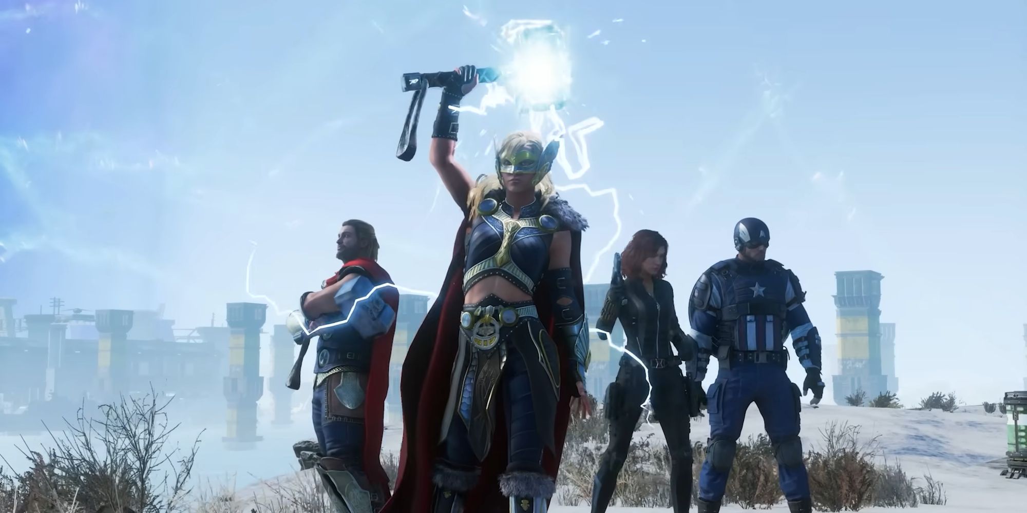 Thor Odinson Jane Foster The Mighty Thor Black Widow and Captain America as a team in Marvels Avengers