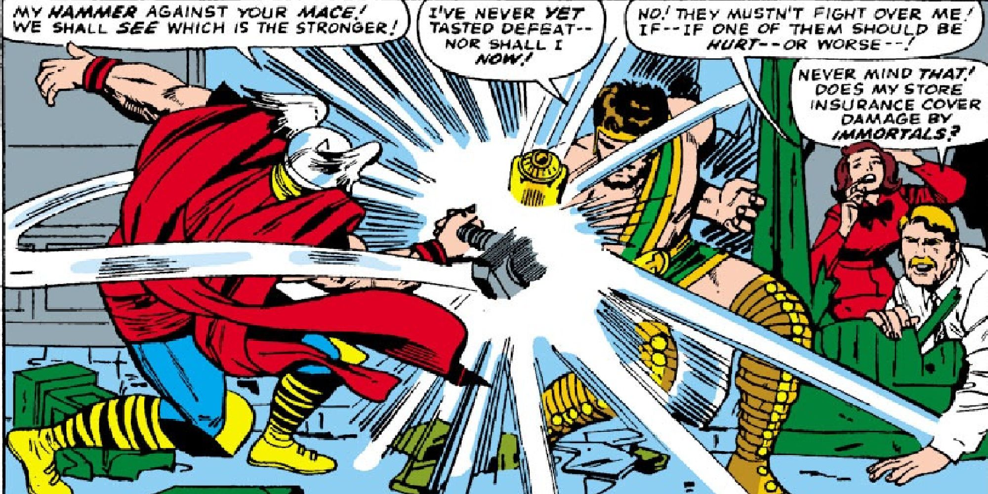 Thor and Hercules clash in Marvel comics.